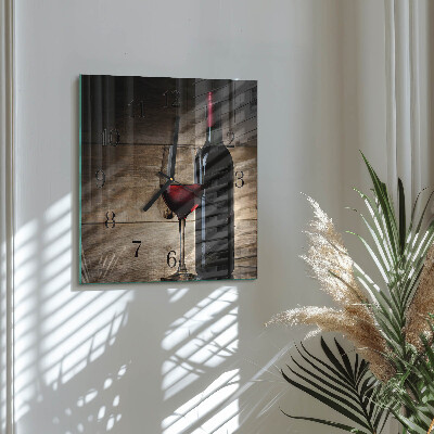 Glass wall clock square Wine