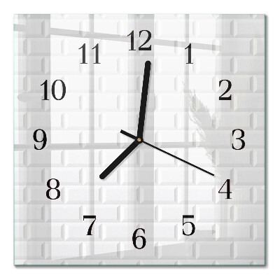 Glass wall clock square Brick