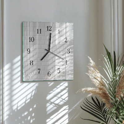 Glass wall clock square Brick