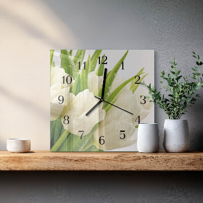 Square wall clock Tulips