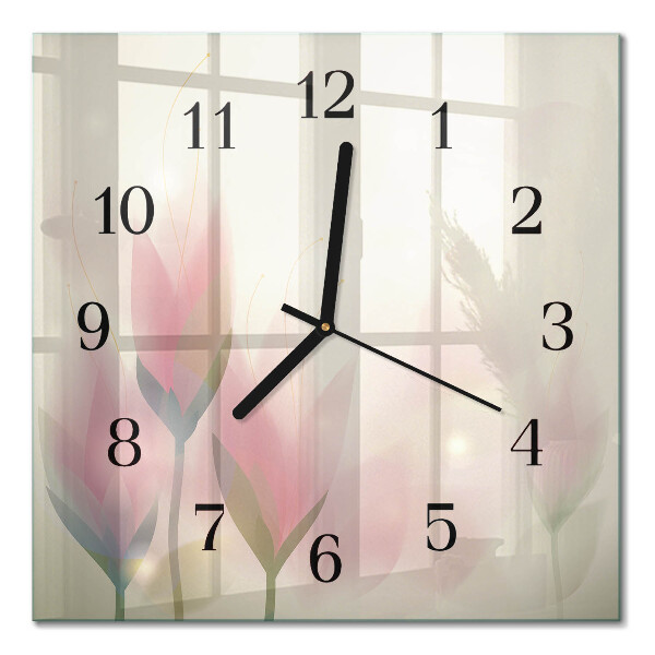 Square wall clock Flowers