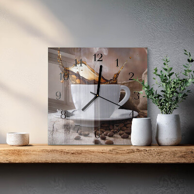 Glass clock square Coffee