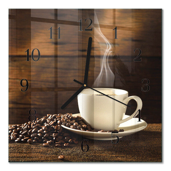 Glass wall clock square Coffee