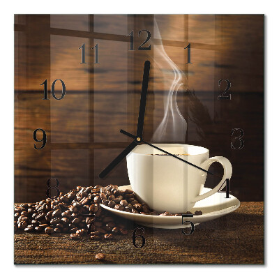Glass wall clock square Coffee