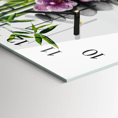 Square wall clock Stones and orchid
