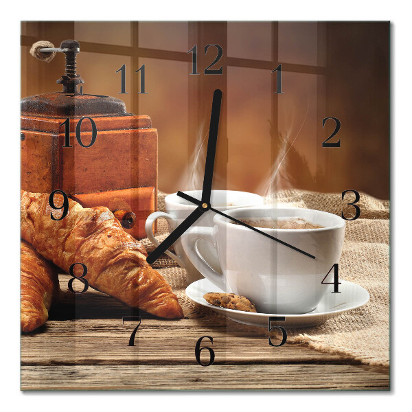 Glass wall clock square Coffee grinder