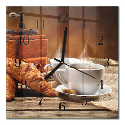 Glass wall clock square Coffee grinder