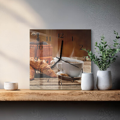 Glass wall clock square Coffee grinder