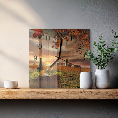 Square wall clock Nature wine