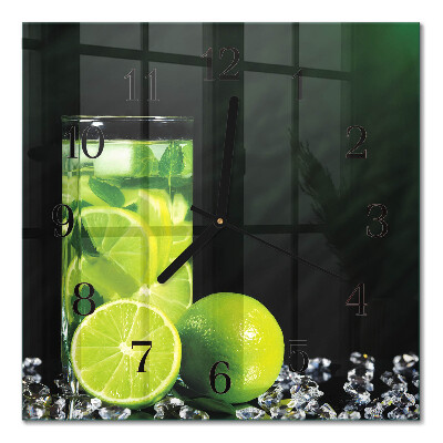 Glass wall clock square Calcium carbonate