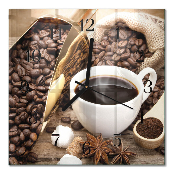 Glass clock square Coffee