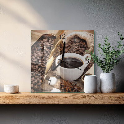 Glass clock square Coffee