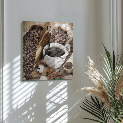 Glass clock square Coffee
