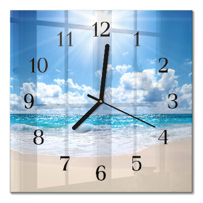 Glass clock square Sea