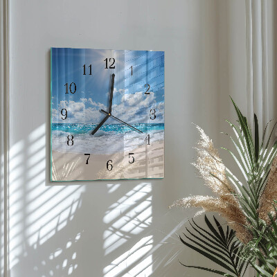 Glass clock square Sea