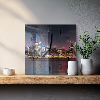 Glass wall clock square Horizon