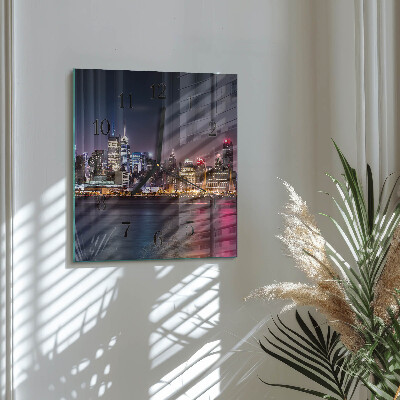 Glass wall clock square Horizon