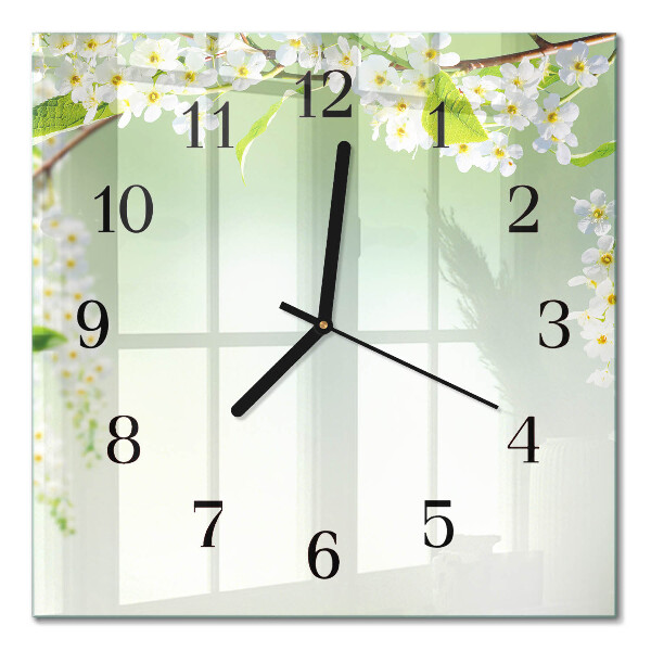Glass wall clock square Spring