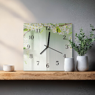 Glass wall clock square Spring