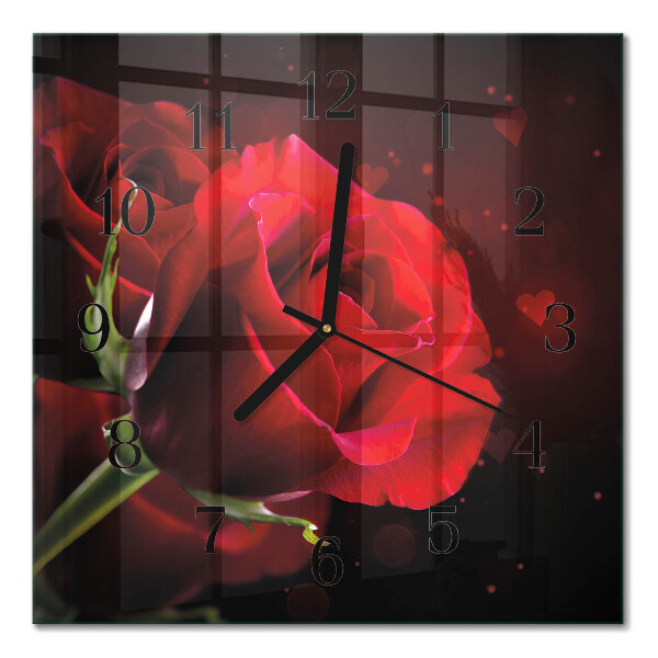 Glass clock square Roses