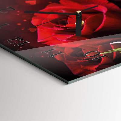 Glass clock square Roses