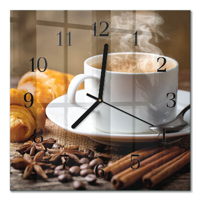 Glass wall clock square Cinnamon anise