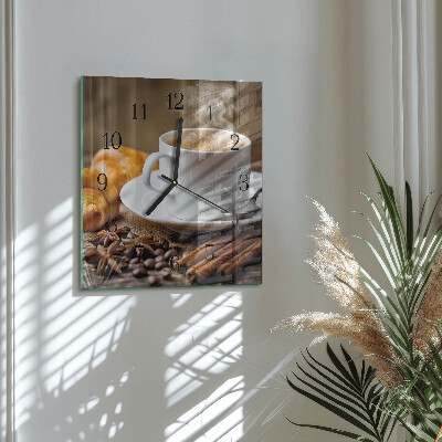 Glass wall clock square Cinnamon anise