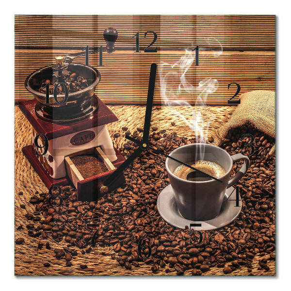 Square kitchen clock Coffee beans