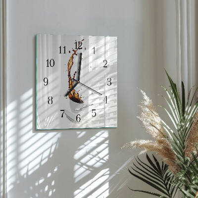 Glass wall clock square Coffee