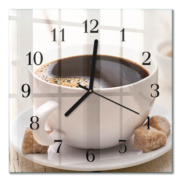 Glass wall clock square Coffee