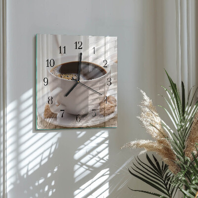Glass wall clock square Coffee