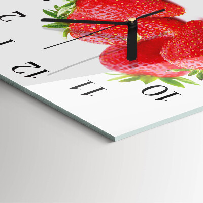 Glass clock square Strawberries