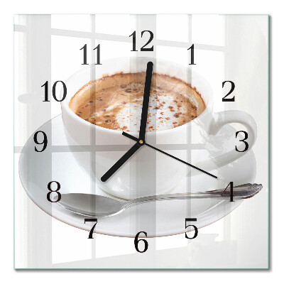 Glass clock square Coffee
