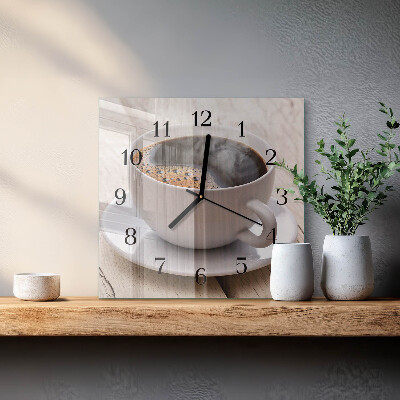 Glass clock square Coffee