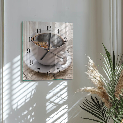 Glass clock square Coffee