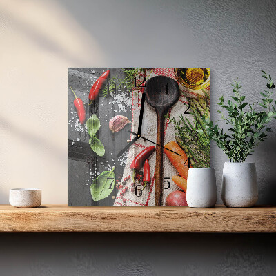 Glass clock square Spices