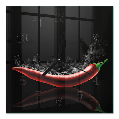 Glass wall clock square Chili peppers