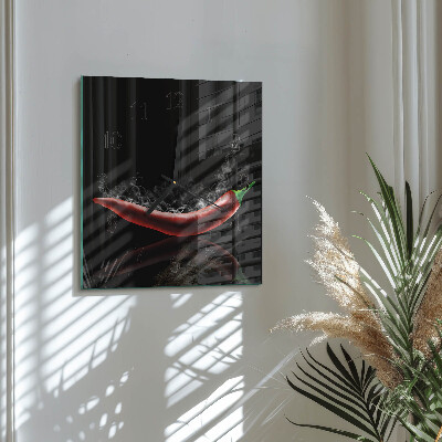 Glass wall clock square Chili peppers