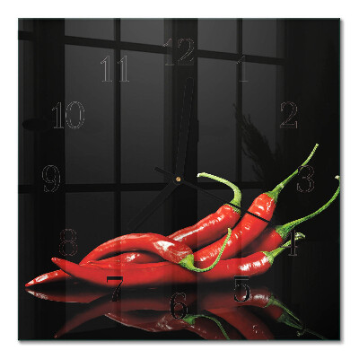 Square kitchen clock Chili peppers