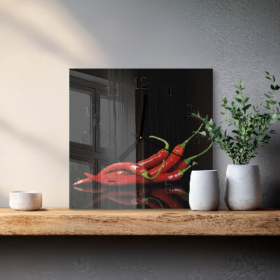 Square kitchen clock Chili peppers