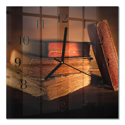 Glass wall clock square Book