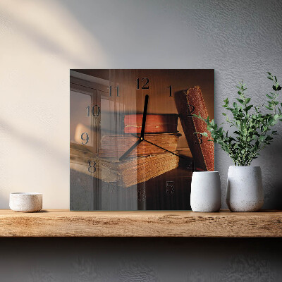 Glass wall clock square Book