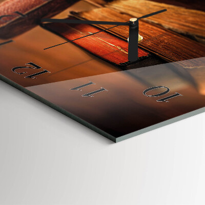 Glass wall clock square Book