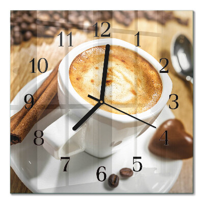 Glass wall clock square Coffee