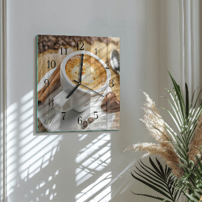 Glass wall clock square Coffee