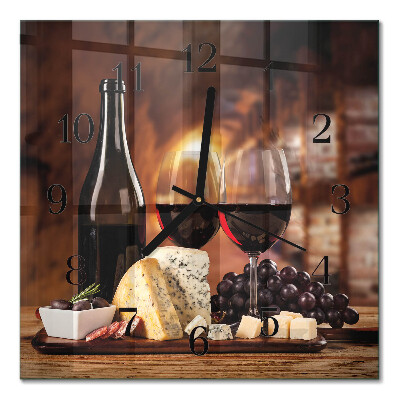Glass clock square Wine