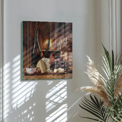 Glass clock square Wine