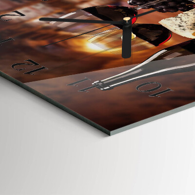 Glass clock square Wine