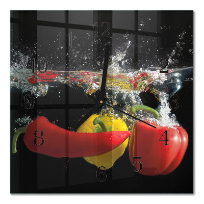 Square kitchen clock Pepper