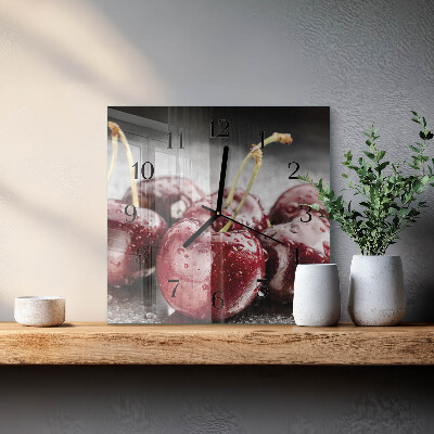 Square wall clock Cherry